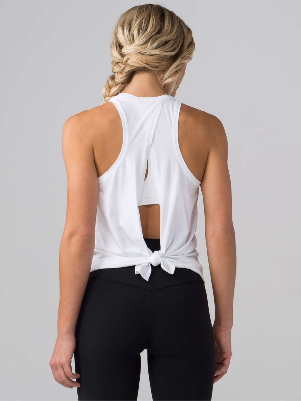 Lululemon 🤍 All Tied Up White Open Back Tank Yoga Workout Top